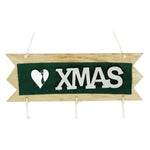Decoratiune Craciun din Lemn, Flippy, Model Scris Xmas, Conuri Atarnate, cu Inimioara 25x9 cm, pentru Brad sau Usa,
