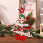 Decoratiune de Craciun din Lemn, Flippy, cu Snur pentru Agatare in Brad, Model Brad de Craciun si Om de Zapada, Scris