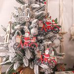 Decoratiune de Craciun din Lemn, Flippy, cu Snur pentru Agatare in Brad, Model Mos Craciun pe Bicicleta, 10.3x11.5x0.5