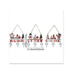 Decoratiune de Craciun din Lemn, Flippy, cu Snur pentru Agatare in Brad, Model Mos Craciun, Scris Let It Snow, 21.9x19