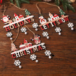 Decoratiune de Craciun din Lemn, Flippy, cu Snur pentru Agatare in Brad, Model Mos Craciun, Scris Let It Snow, 21.9x19