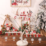 Decoratiune de Craciun din Lemn, Flippy, cu Snur pentru Agatare in Brad, Model Mos Craciun, Scris Let It Snow, 21.9x19