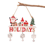 Decoratiune de Craciun din Lemn, Flippy, cu Snur pentru Agatare in Brad, Model Mos Craciun, Scris Let It Snow, 21.9x19