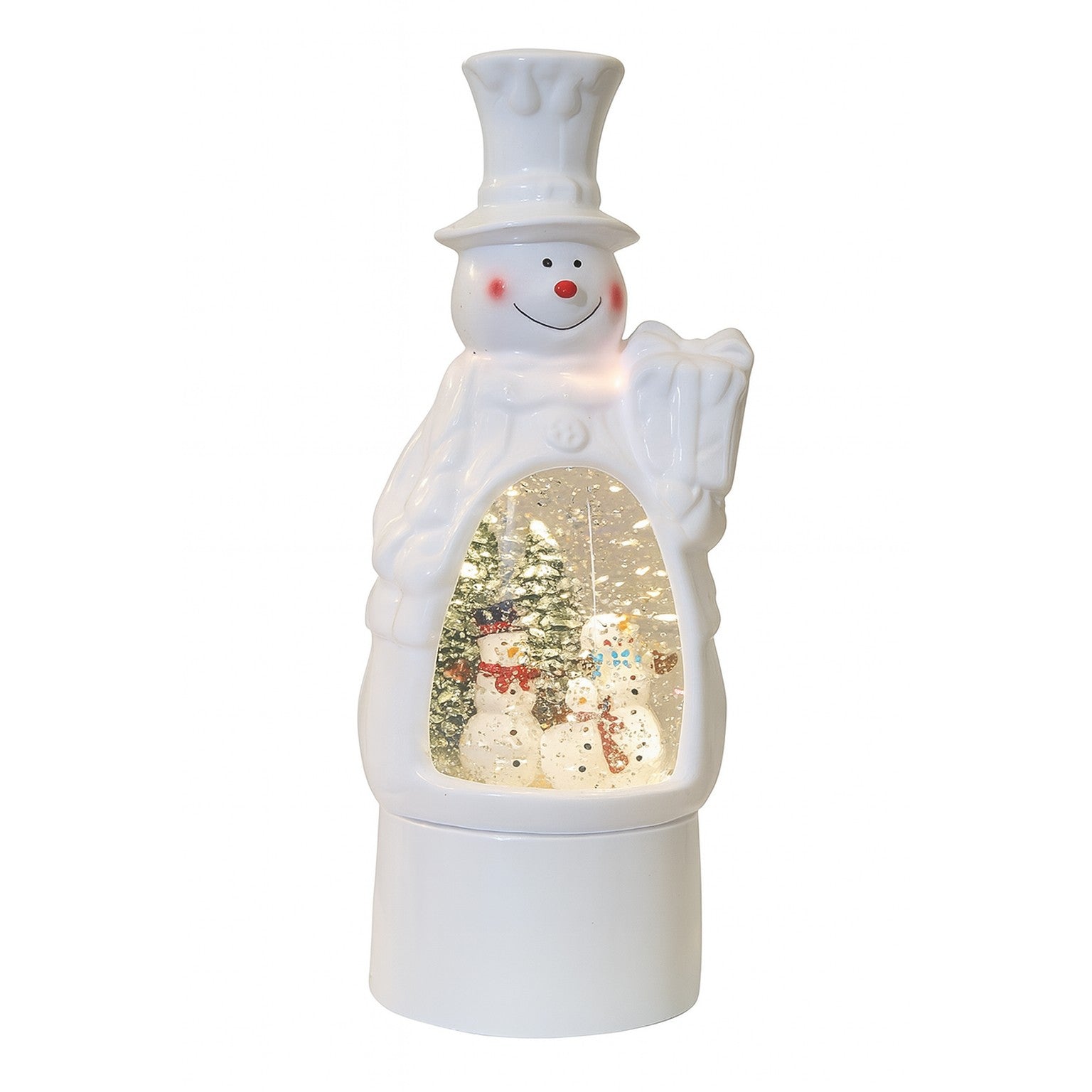 Decoratiune de Craciun, Flippy, Model Om de Zapada, Felinar Glob cu Iluminare LED si Efect Zapada, 27 x 12 x 11.5 cm,