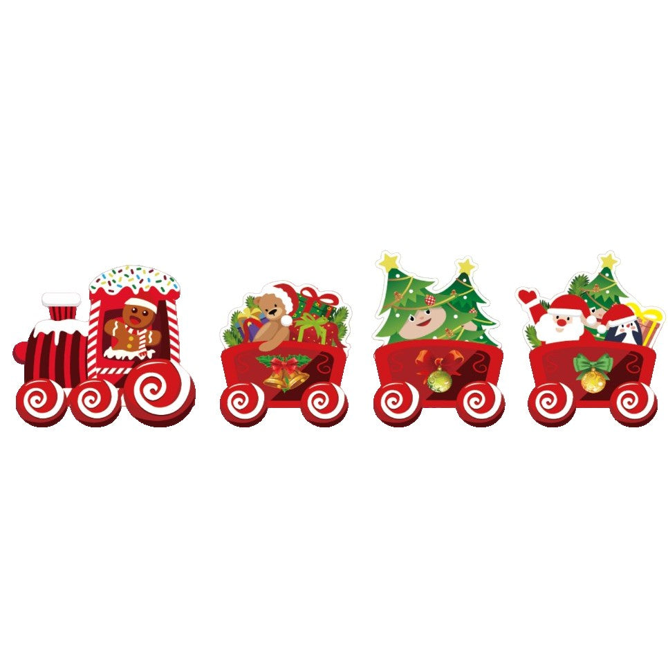 Decoratiune de Craciun, Flippy, pentru Gradina, Tip Trenulet, 4 Figurine + Bete de Infipt in Pamant, din Plastic,