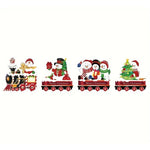 Decoratiune de Craciun, Flippy, pentru Gradina, Tip Trenulet, 4 Figurine + Bete de Infipt in Pamant, din Plastic,