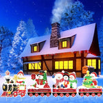 Decoratiune de Craciun, Flippy, pentru Gradina, Tip Trenulet, 4 Figurine + Bete de Infipt in Pamant, din Plastic,