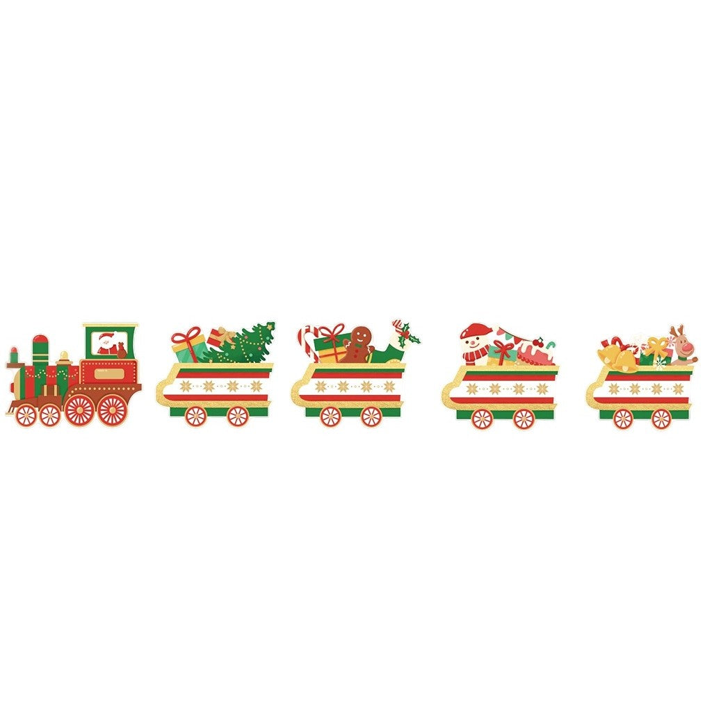 Decoratiune de Craciun, Flippy, pentru Gradina, Tip Trenulet, 5 Figurine + Bete de Infipt in Pamant, din Plastic,