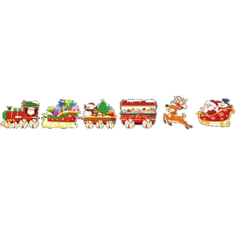 Decoratiune de Craciun, Flippy, pentru Gradina, Tip Trenulet, 6 Figurine + Bete de Infipt in Pamant, din Plastic,