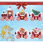 Decoratiune de Craciun, Flippy, pentru Gradina, Tip Trenulet, 7 Figurine + Bete de Infipt in Pamant, din Plastic,