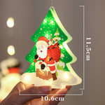 Decoratiune de Craciun Luminoasa in forma de Brad, 11.5 x 10.6 cm, Mos Craciun langa brad, cu agatatoare, Alb Cald,