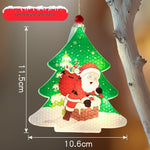 Decoratiune de Craciun Luminoasa in forma de Brad, 11.5 x 10.6 cm, Mos Craciun langa brad, cu agatatoare, Alb Cald,