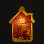 Decoratiune de Craciun Luminoasa in forma de casa, 11.5 x 9.7 cm, cu ren, cu agatatoare, Alb Cald, Flippy