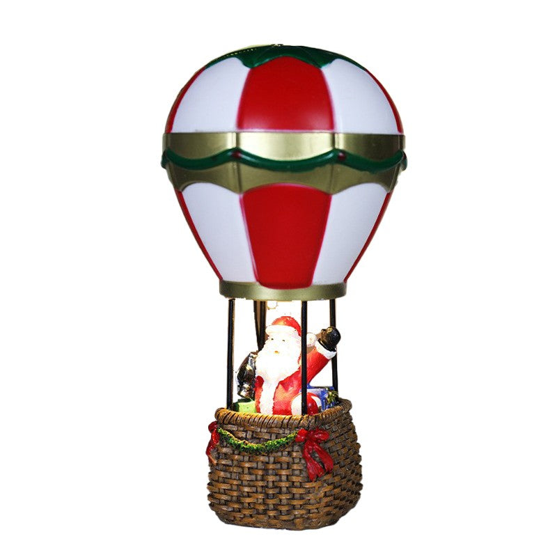 Decoratiune de Craciun tip Balon cu Aer Cald, Flippy, Balon cu Mos Craciun, din Rasina, Model Balon cu Aer Cald si Mos