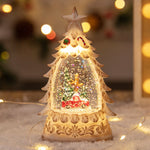 Decoratiune de Craciun tip Brad, Flippy, Glob de Cristal cu Fulgi de Zapada, Model Masinuta cu Brad, Iluminare LED, 16