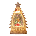 Decoratiune de Craciun tip Brad, Flippy, Glob de Cristal cu Fulgi de Zapada, Model Masinuta cu Brad, Iluminare LED, 16