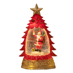 Decoratiune de Craciun tip Brad, Flippy, Glob de Cristal cu Fulgi de Zapada, Model Mos Craciun, Iluminare LED, 16 x 9 x
