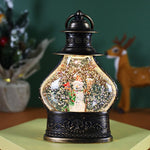 Decoratiune de Craciun tip Felinar, Flippy, Glob de Cristal cu Fulgi de Zapada, Model Om de Zapada, Ornamentat cu