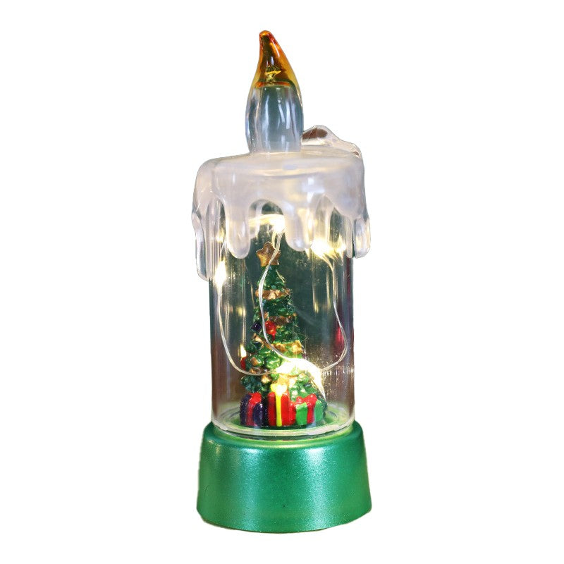 Decoratiune de Craciun tip Lumanare, Flippy, Lumanare de Cristal fara Fulgi de Zapada, Model Brad, Iluminare LED, 13 x