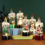Decoratiune de Craciun tip Lumanare, Flippy, Lumanare de Cristal fara Fulgi de Zapada, Model Mos Craciun, Iluminare