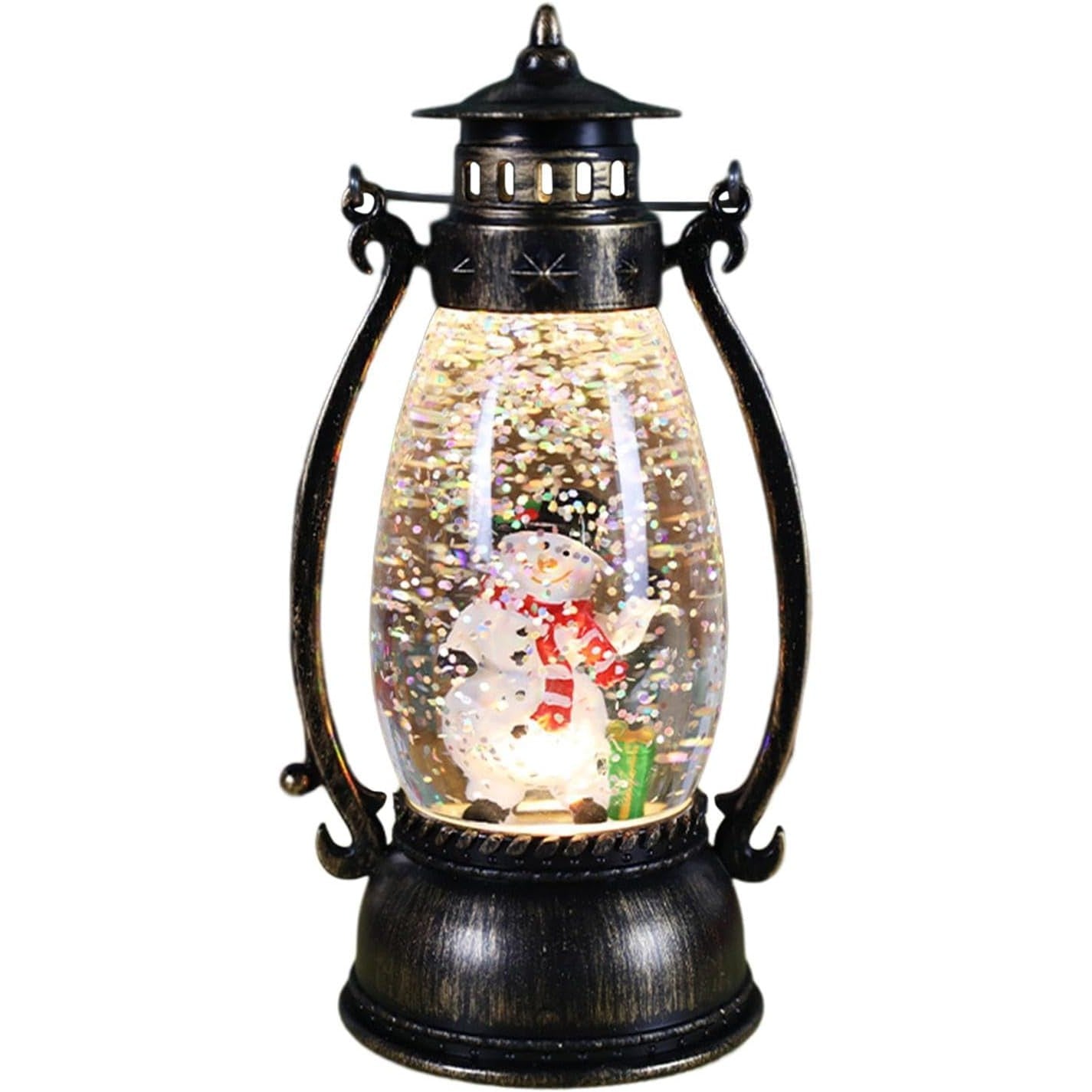 Decoratiune Luminoasa, Flippy, Felinar de Craciun, cu Lumina LED, Ornament Model Lampa cu Ulei Om de Zapada, cu Maner,