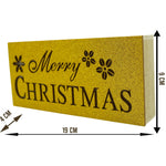 Decoratiune luminoasa, Flippy, Marry Christmas, galben, lungime: 19 cm, latime: 9 cm, inaltime: 4 cm, lemn,