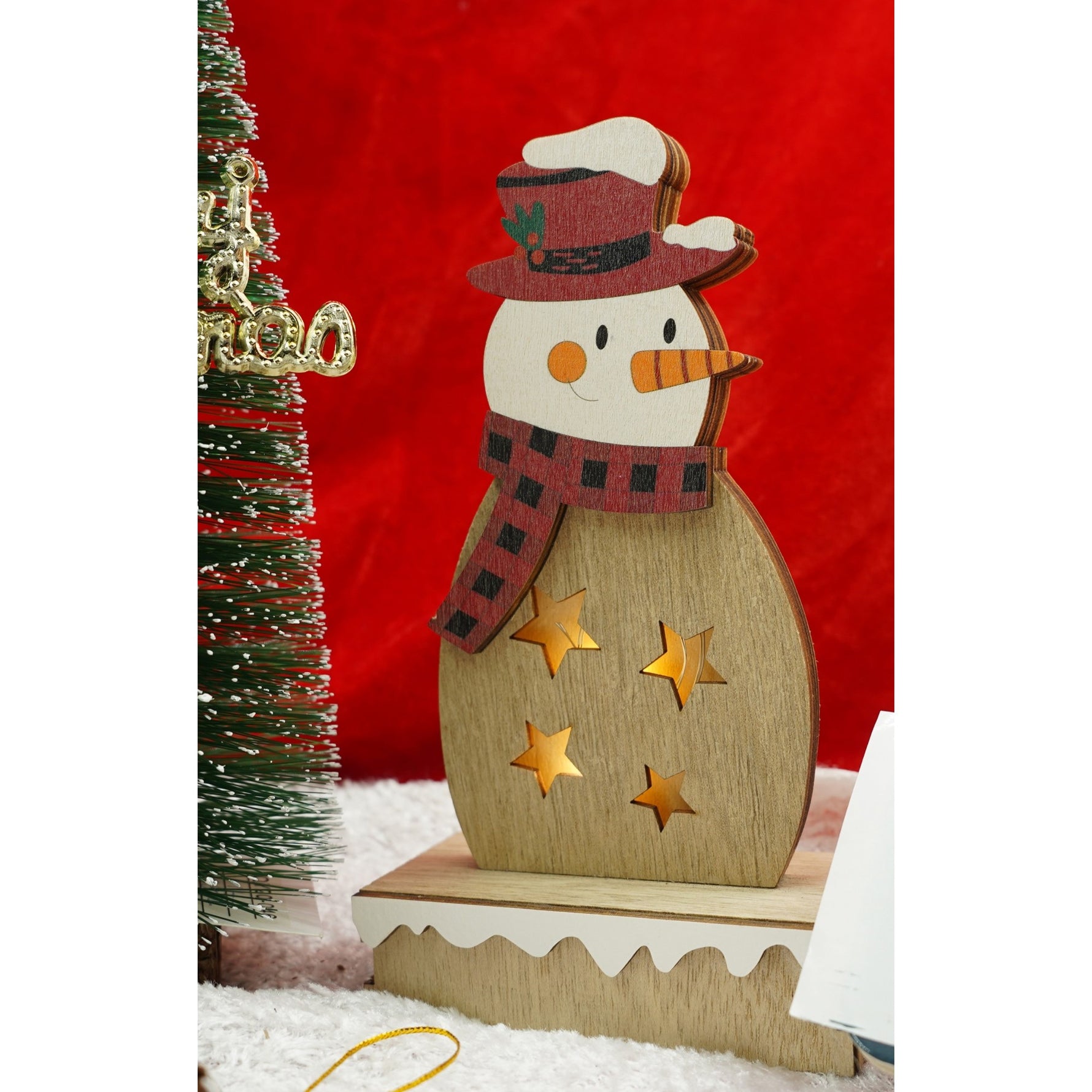 Decoratiune luminoasa, Flippy, Om de zapada, maro, lungime: 10 cm, latime: 5 cm, inaltime: 19 cm, lemn,