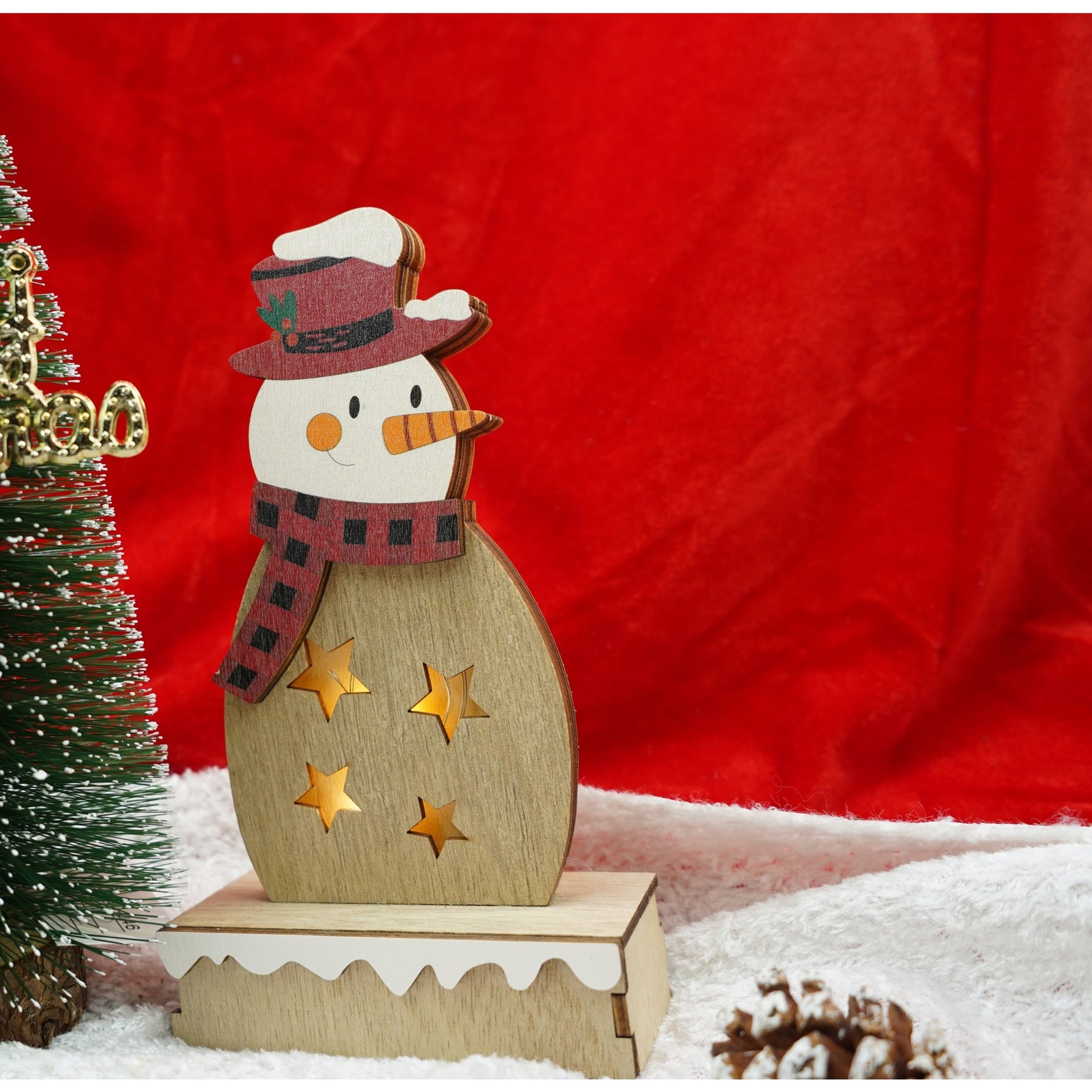 Decoratiune luminoasa, Flippy, Om de zapada, maro, lungime: 10 cm, latime: 5 cm, inaltime: 19 cm, lemn,