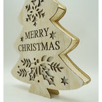 Decoratiune luminoasa, model de Brad cu inscriptie Marry Christmas, alb, lungime: 19 cm, latime: 3 cm, inaltime: 22 cm,