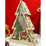Decoratiune luminoasa, model de Brad cu Mos Craciun, maro, lungime: 14 cm, latime: 5 cm, inaltime: 20 cm, lemn,