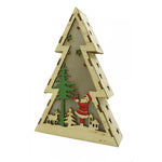 Decoratiune luminoasa, model de Brad cu Mos Craciun, maro, lungime: 14 cm, latime: 5 cm, inaltime: 20 cm, lemn,