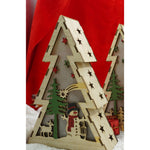 Decoratiune luminoasa, model de Brad cu Om de zapada, maro, lungime: 14 cm, latime: 5 cm, inaltime: 20 cm, lemn,
