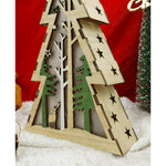 Decoratiune luminoasa, model de Brad cu Peisaj de iarna, maro, lungime: 14 cm, latime: 5 cm, inaltime: 20 cm, lemn,