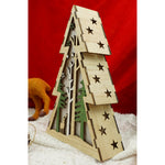Decoratiune luminoasa, model de Brad cu Peisaj de iarna, maro, lungime: 14 cm, latime: 5 cm, inaltime: 20 cm, lemn,