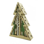 Decoratiune luminoasa, model de Brad cu Peisaj de iarna, maro, lungime: 14 cm, latime: 5 cm, inaltime: 20 cm, lemn,