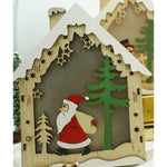Decoratiune luminoasa, model de Casa cu Mos Craciun, maro, lungime: 18 cm, latime: 21 cm, inaltime: 5 cm, lemn,