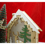 Decoratiune luminoasa, model de Casa cu Reni, maro, lungime: 18 cm, latime: 5 cm, inaltime: 21 cm, lemn,