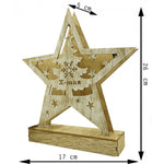 Decoratiune luminoasa, model de Stea cu Brad si inscriptie Marry Christmas, alb, lungime: 19 cm, latime: 5 cm,