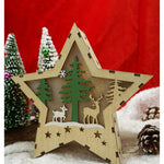 Decoratiune luminoasa, model de Stea cu Reni, maro, lungime: 18 cm, latime: 18 cm, inaltime: 4 cm, lemn,