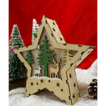 Decoratiune luminoasa, model de Stea cu Reni, maro, lungime: 18 cm, latime: 18 cm, inaltime: 4 cm, lemn,