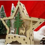 Decoratiune luminoasa, model de Stea cu Reni, maro, lungime: 18 cm, latime: 18 cm, inaltime: 4 cm, lemn,
