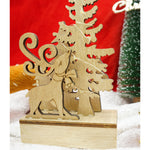 Decoratiune luminoasa, peisaj cu Cerb si Brad, maro, lungime: 11 cm, latime: 5 cm, inaltime: 19 cm, lemn,