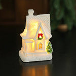 Decoratiune Ornament de Craciun, Flippy, Casuta de Craciun din Rasina, Model Casa Mica Iluminata din Interior, 8.5 x 5