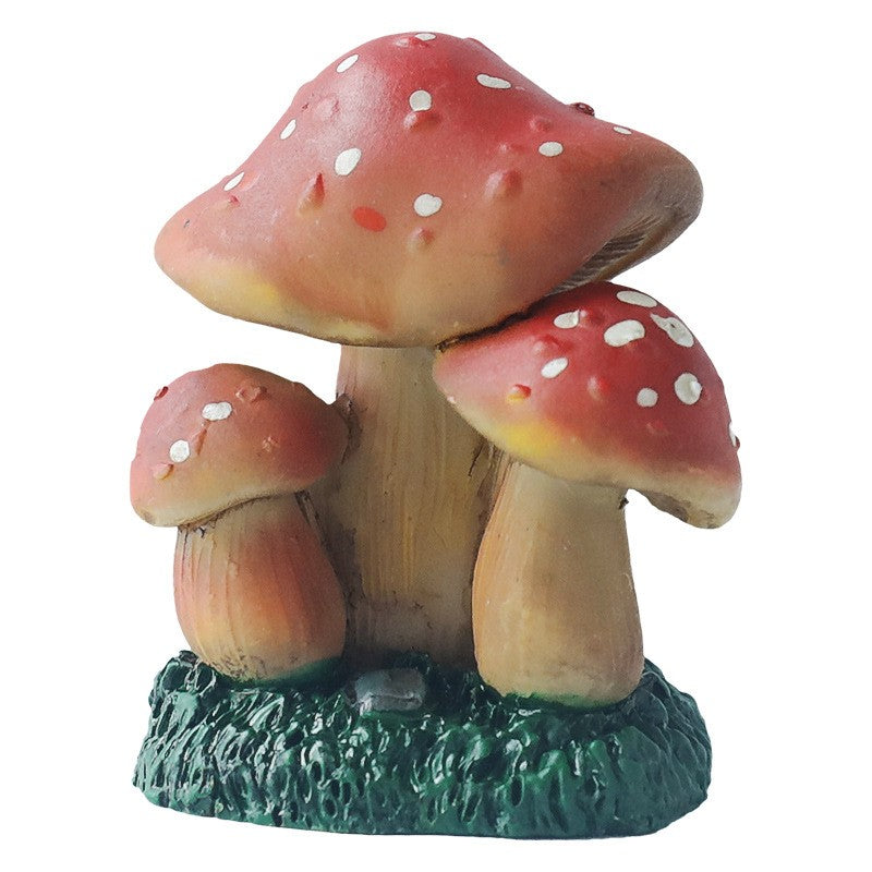 Decoratiune Ornament pentru Ghiveci, Flippy, Decoratiune pentru Gradina, Model 1 Ciuperci Rosii cu Buline Albe, 3.1 x 4