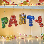 Pinata Mini PARTY, Flippy, Accesoriu pentru Petrecere Set 5 Bucati din Hartie Creponata si Carton, Pinata pentru