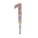 Decoratiune Topper pentru Tort, Flippy, din Acrilic cu Fulgi de Sclipici, Model Cifra 1, Inaltime 18.5 cm, Transparent