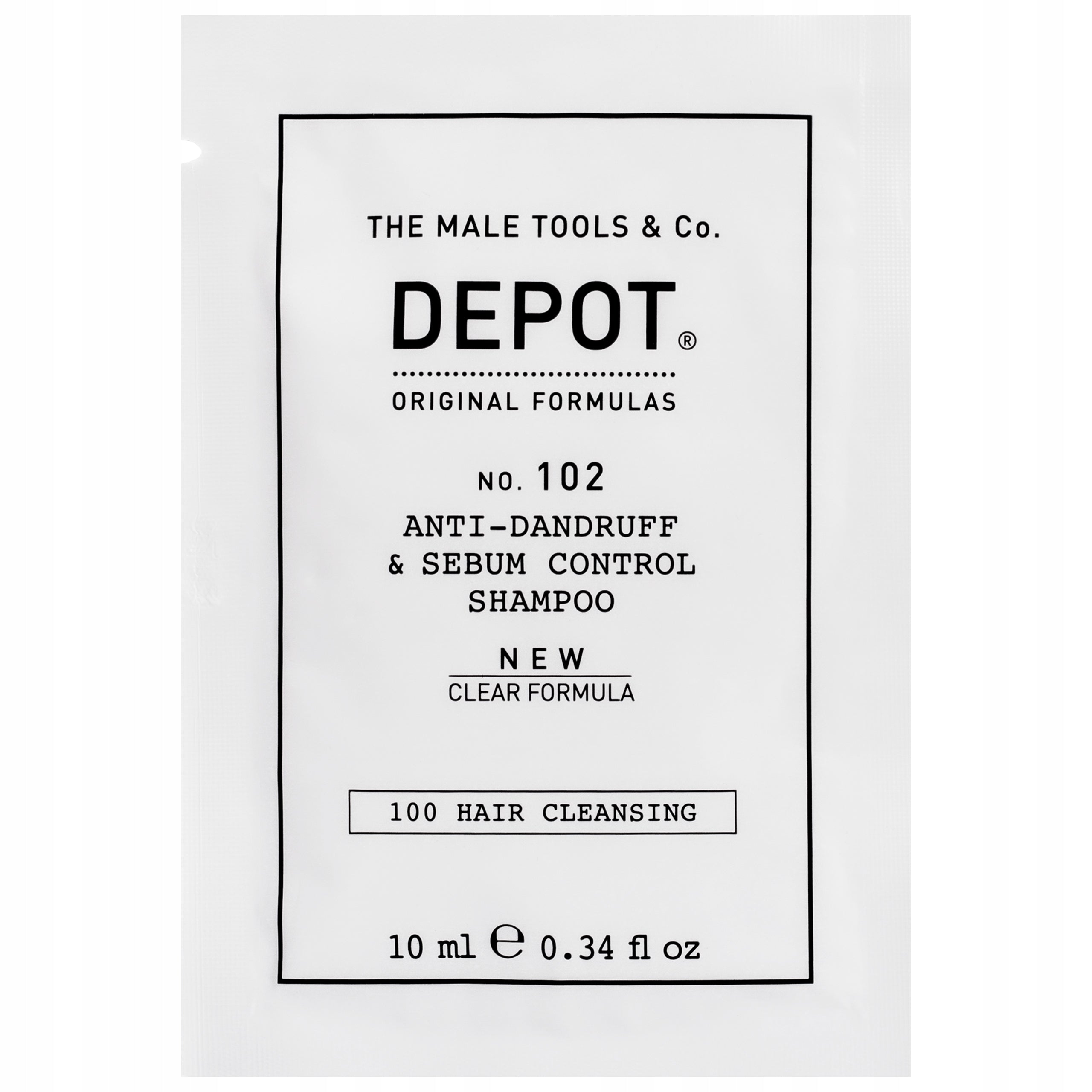 Depot, 100 Hair Cleansing No. 102 Clear Formula, Complex botanic, Șampon pentru păr, Antimătreață și controlul sebumului, 10 ml - Olmarkt