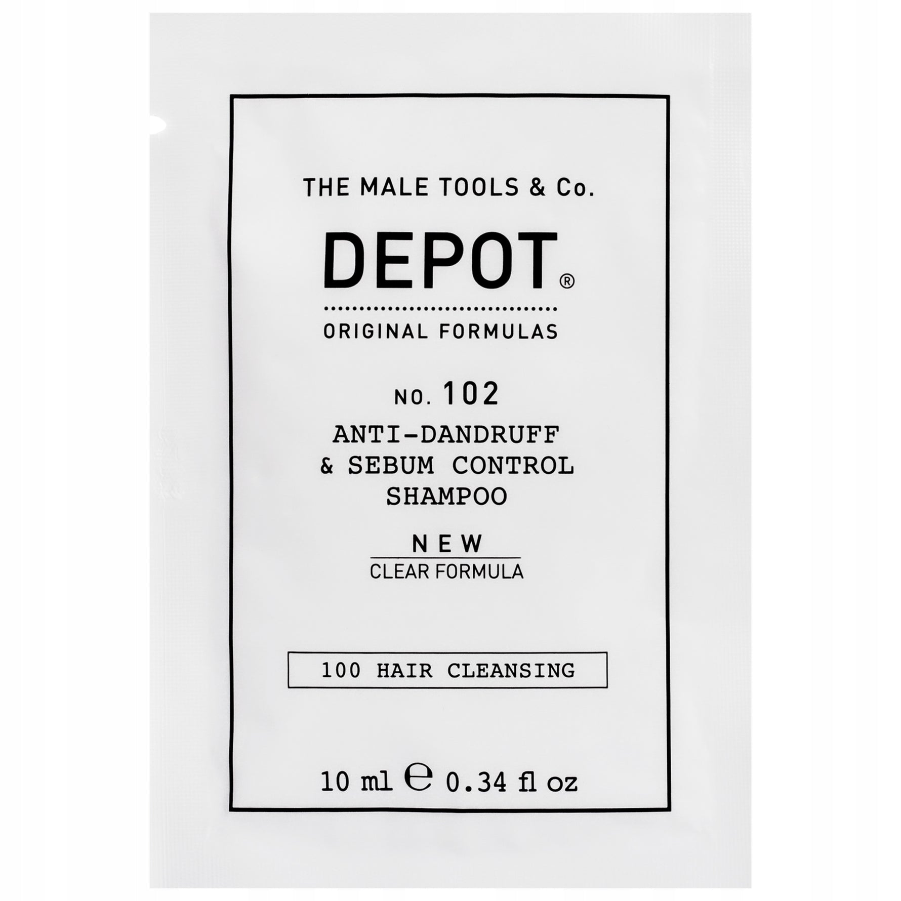 Depot, 100 Hair Cleansing No. 102 Clear Formula, Complex botanic, Șampon pentru păr, Antimătreață și controlul sebumului, 10 ml - Olmarkt