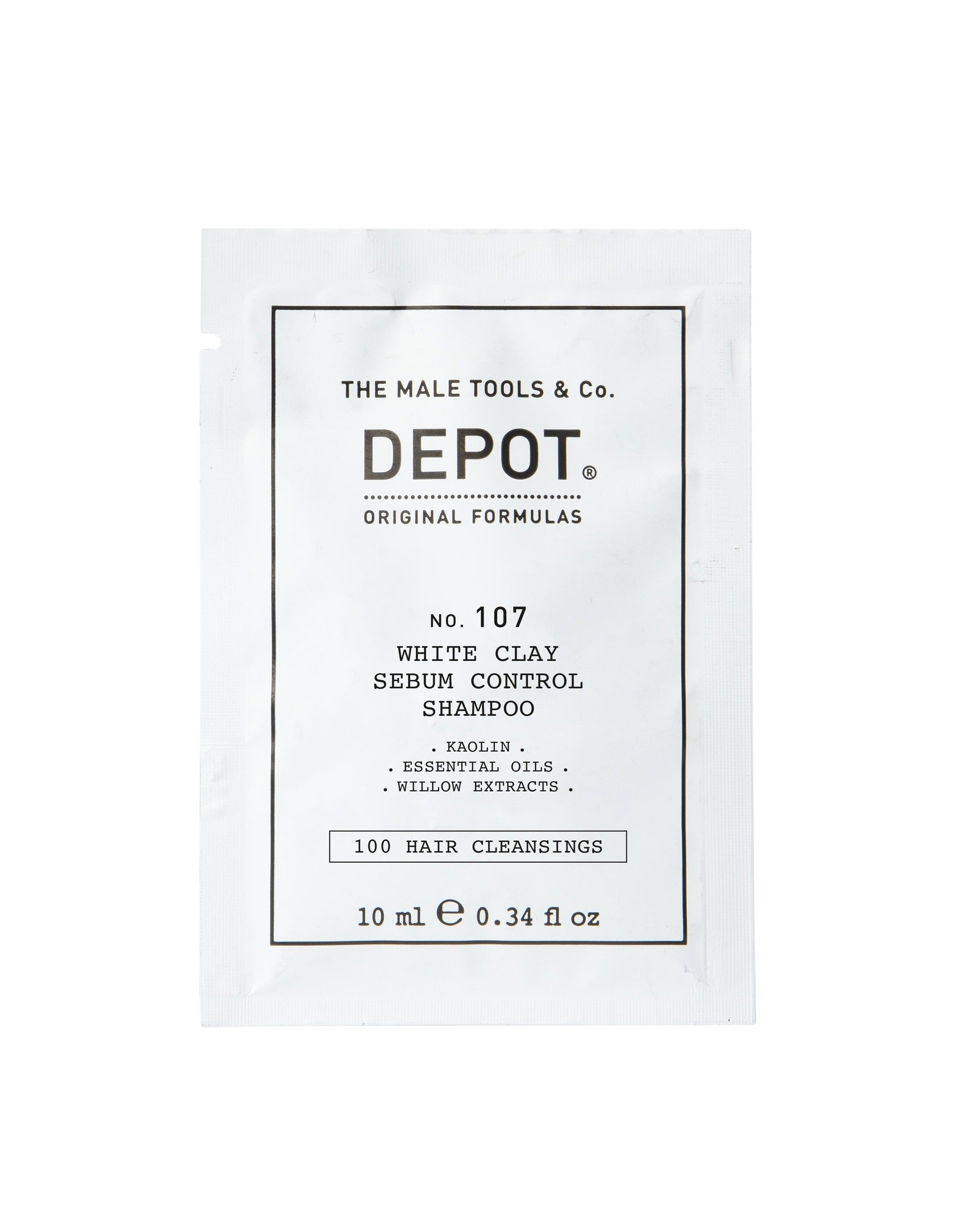 Depot, 100 Hair Cleansing No. 107, Caulin, Șampon pentru păr, Pentru reglarea sebumului excesiv, 10 ml - Olmarkt