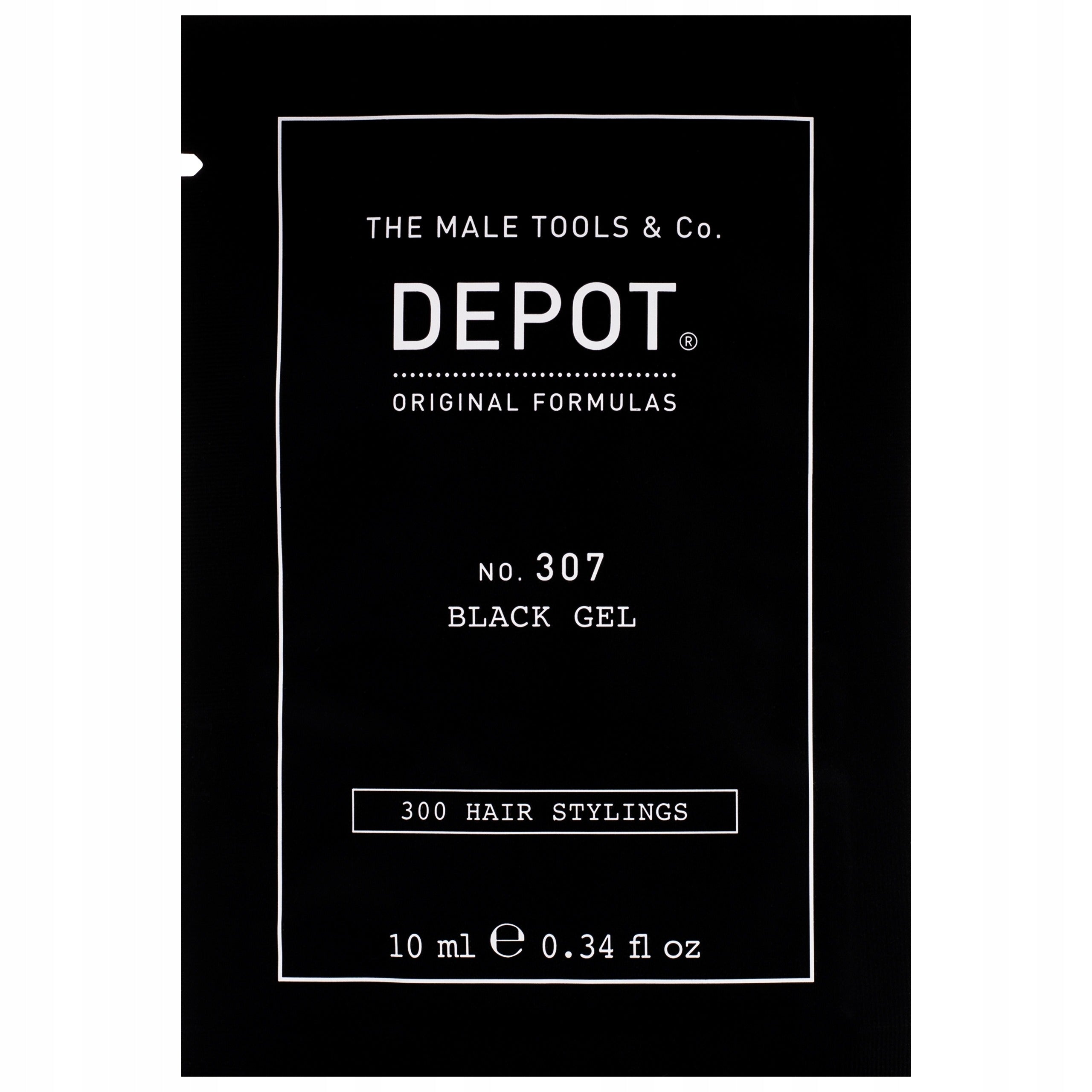 Depot, 300 Hair Stylings No. 307 Black, Complex botanic, Gel de coafat, Acoperire temporară & volum, Fixare medie, 10 ml - Olmarkt